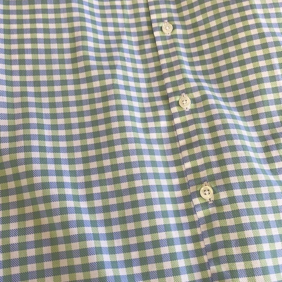 Neiman Markus wrinkle free blue green gingham checkered button up causal shirt - Picture 13 of 16